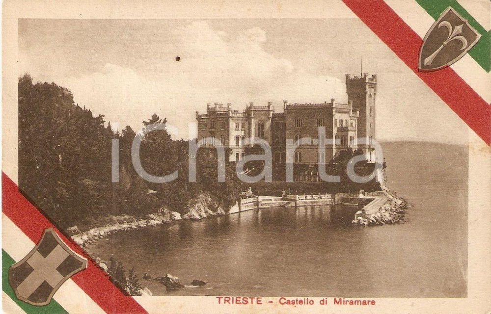 Cartolina originale da collezione 1920 ca TRIESTE ITALIANA Castello di MIRAMARE - LA FIDUCIARIA *Cartolina FP NV 1