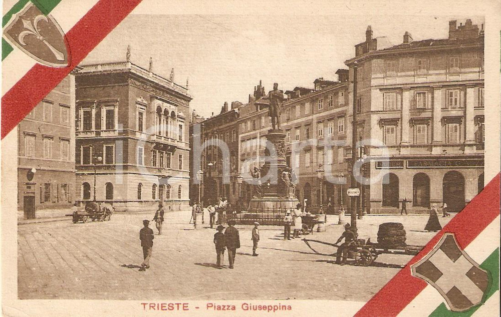 Cartolina originale da collezione 1920 ca TRIESTE ITALIANA Piazza GIUSEPPINA - LA FIDUCIARIA *Cartolina FP NV 1