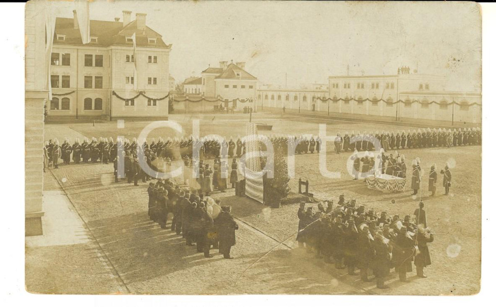 Fotografia d'epoca originale 1915 ca WW1 STRAUBING Solenne cerimonia militare in caserma *Foto DANNEGGIATA 1