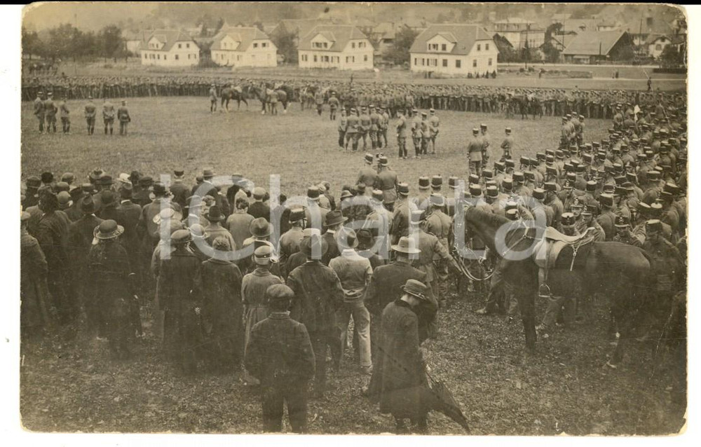 Fotografia d'epoca originale 1910 ca REGIO ESERCITO ARTIGLIERIA Folla per rivista a cavallo *Foto 14x9 cm 1