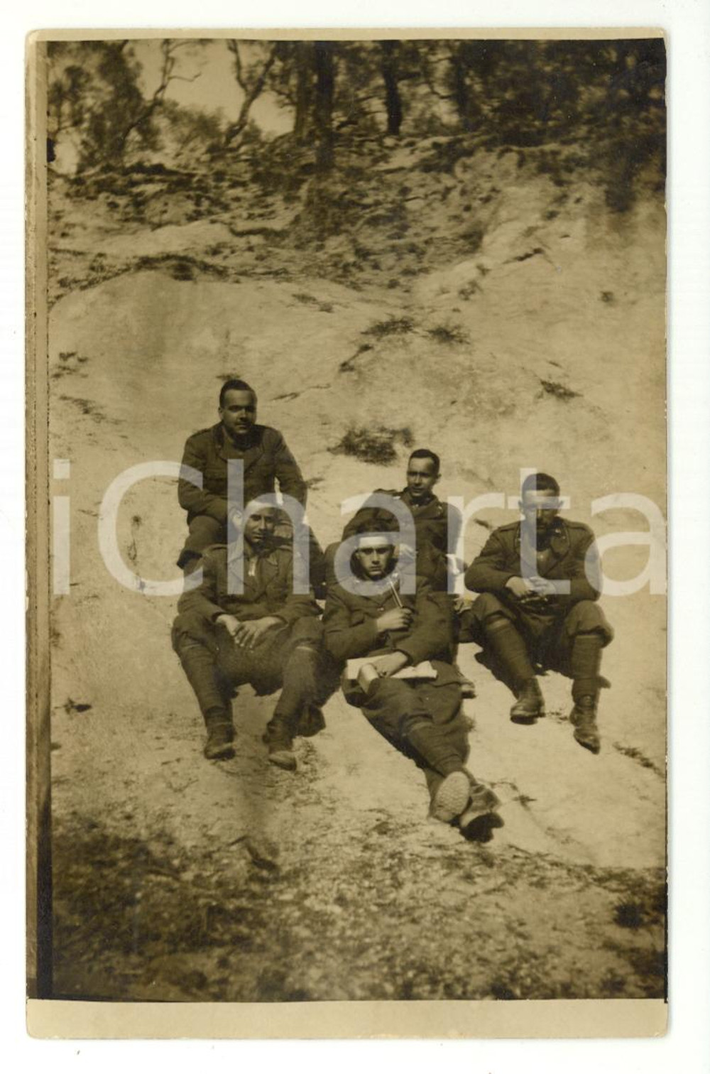 Cartolina originale da collezione 1939 WW2 MONTECORVINO - Gruppo di soldati - Foto cartolina 1
