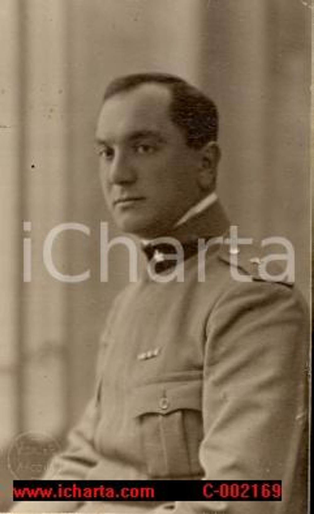 Fotografia d'epoca originale 1916 ANCONA Ritratto dell'ufficiale Pietro PAOLINI *Foto VIDAU & C 1