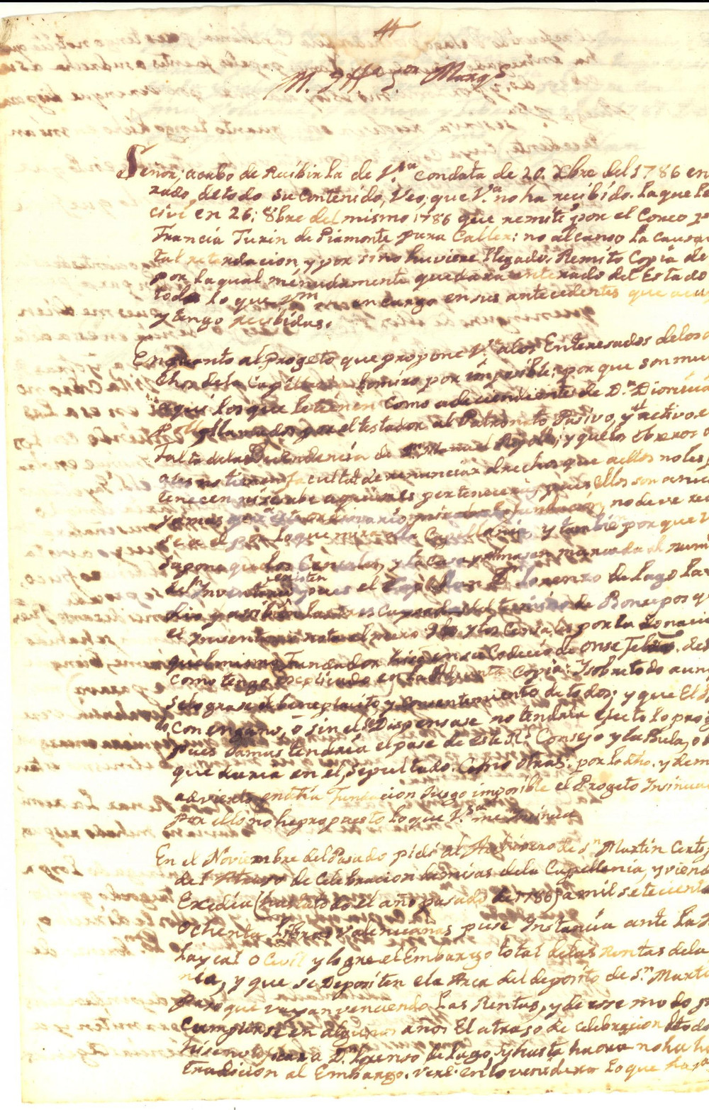 Documento originale, autentico 1787 VALENCIA Cappellano don Jayme BOSCH a don Manuel RIPOLL sulla cappellania 1