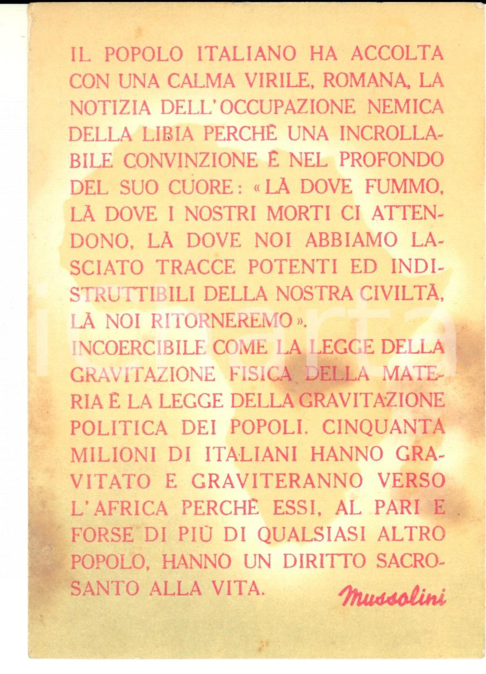 Cartolina originale da collezione 1943 Istituto Fascista AFRICA ITALIANA Cartolina PROPAGANDA Giornata dell'Impero 1