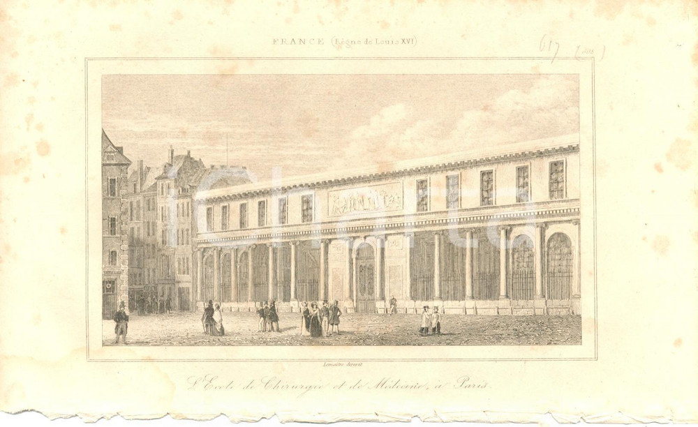 Stampa, bozzetto originale 1840 PARIS (FRANCE) Ecole de CHIRURGIE et MEDICINE *Stampa inc. LEMAITRE 1