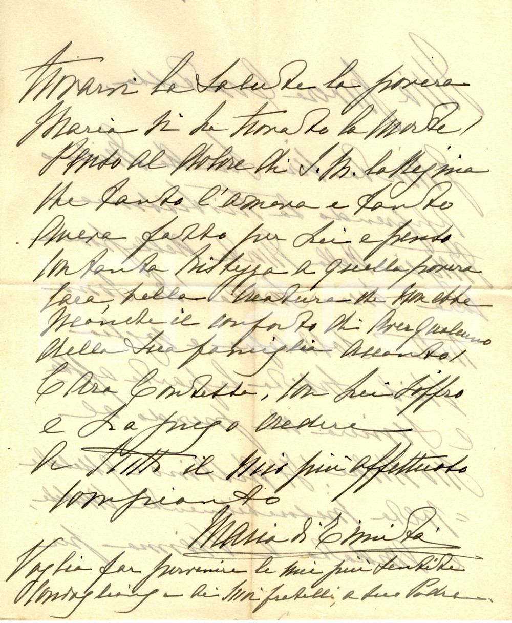 Manoscritto, lettera originale 1929 TORINO Condoglianze Maria COSTA DI TRINITA' - Lettera autografa 1