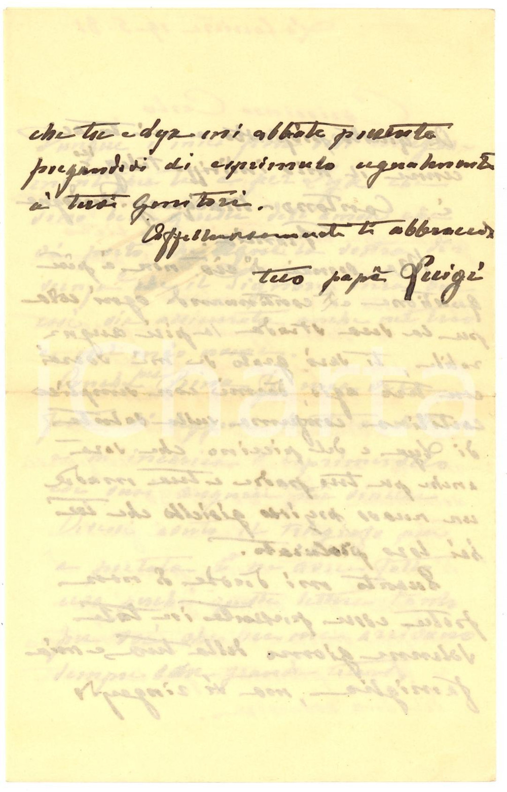 Autografo originale 1931 LA CARRIERE (F) Luigi CANTONO DI CEVA sulla nascita del nipote Amedeo 1
