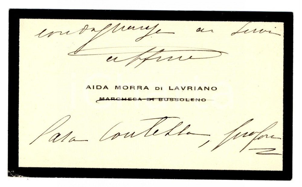 Oggetto da collezione cartaceo 1930 TORINO Biglietto contessa Aida MORRA DI LAURIANO - Autografo 1