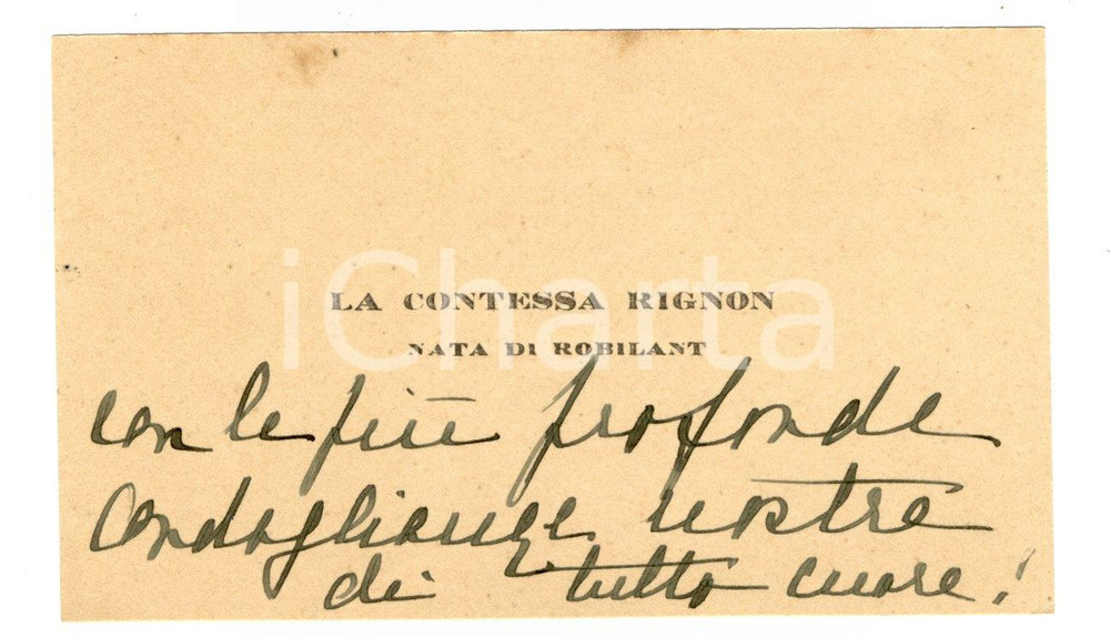 Autografo originale 1930 Biglietto Maria Annunziata DI ROBILANT RIGNON - Autografo 1