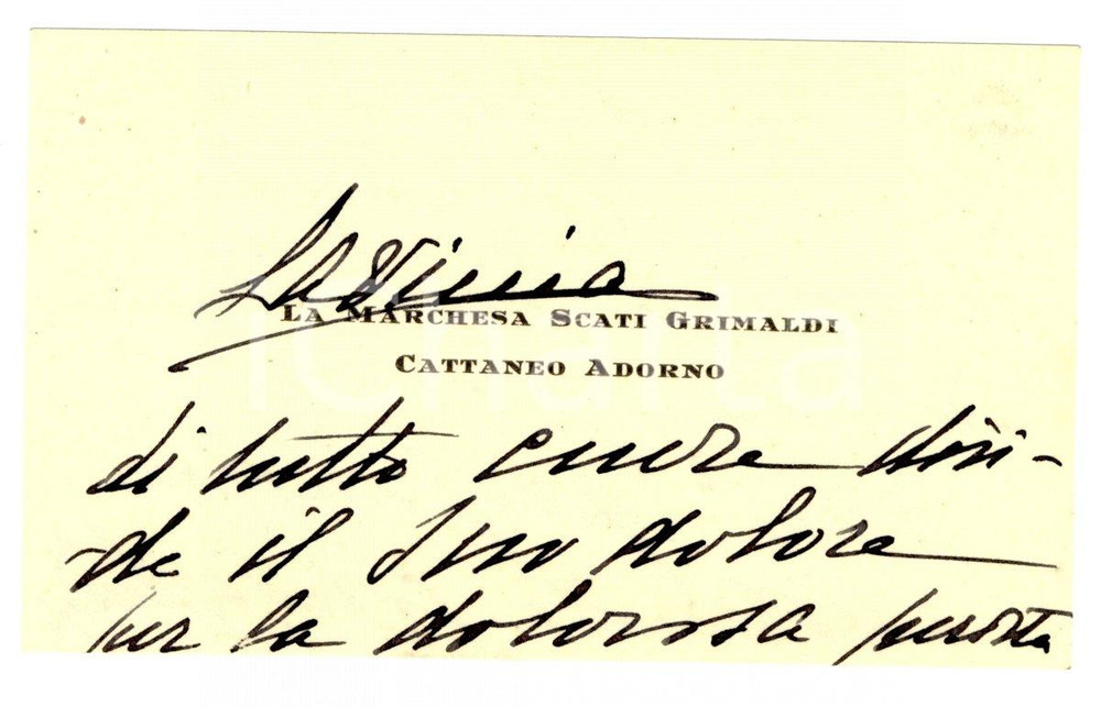 Autografo originale 1930 Marchesa Lavinia SCATI GRIMALDI - Biglietto AUTOGRAFO 1