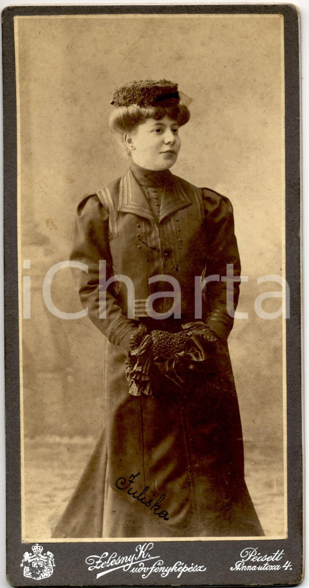 Fotografia d'epoca originale 1907 PECS (Hungary) Portrait of Juliette de BERECZKY - AUTOGRAPH 1