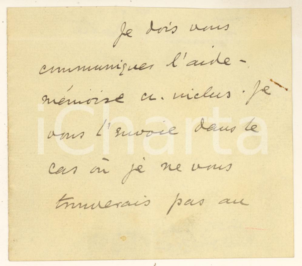 Autografo originale 1915 PARIS Sir Francis BERTIE OF THAME  Messaggio AUTOGRAFO 1