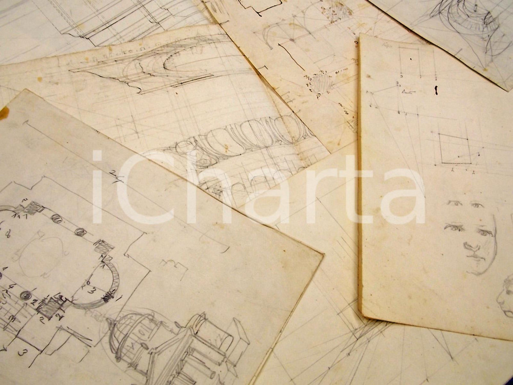 Stampa, bozzetto originale 1910 ca OROPA BI Lotto 11 disegni e rilievi per la chiesa nuova RARO 1