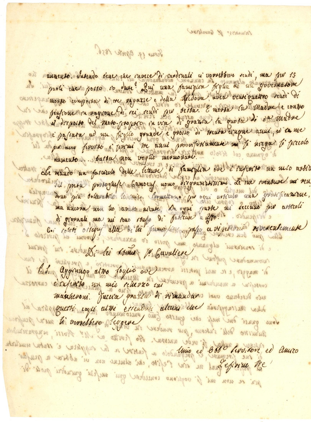 Autografo originale 1856 FERMO Zeffirino RE raffazzona la canzone per i nobili COLLIO *AUTOGRAFO 1