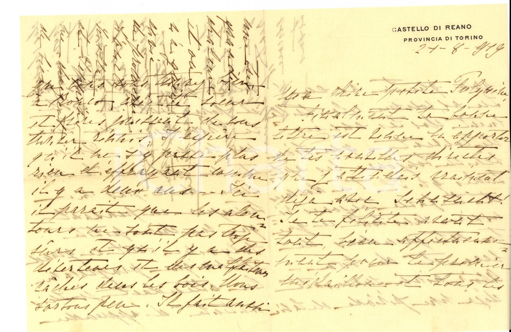 Manoscritto, lettera originale 1919 REANO (TO) Enrichetta CANTONO DI CEVA teme i disertori *Autografo 1