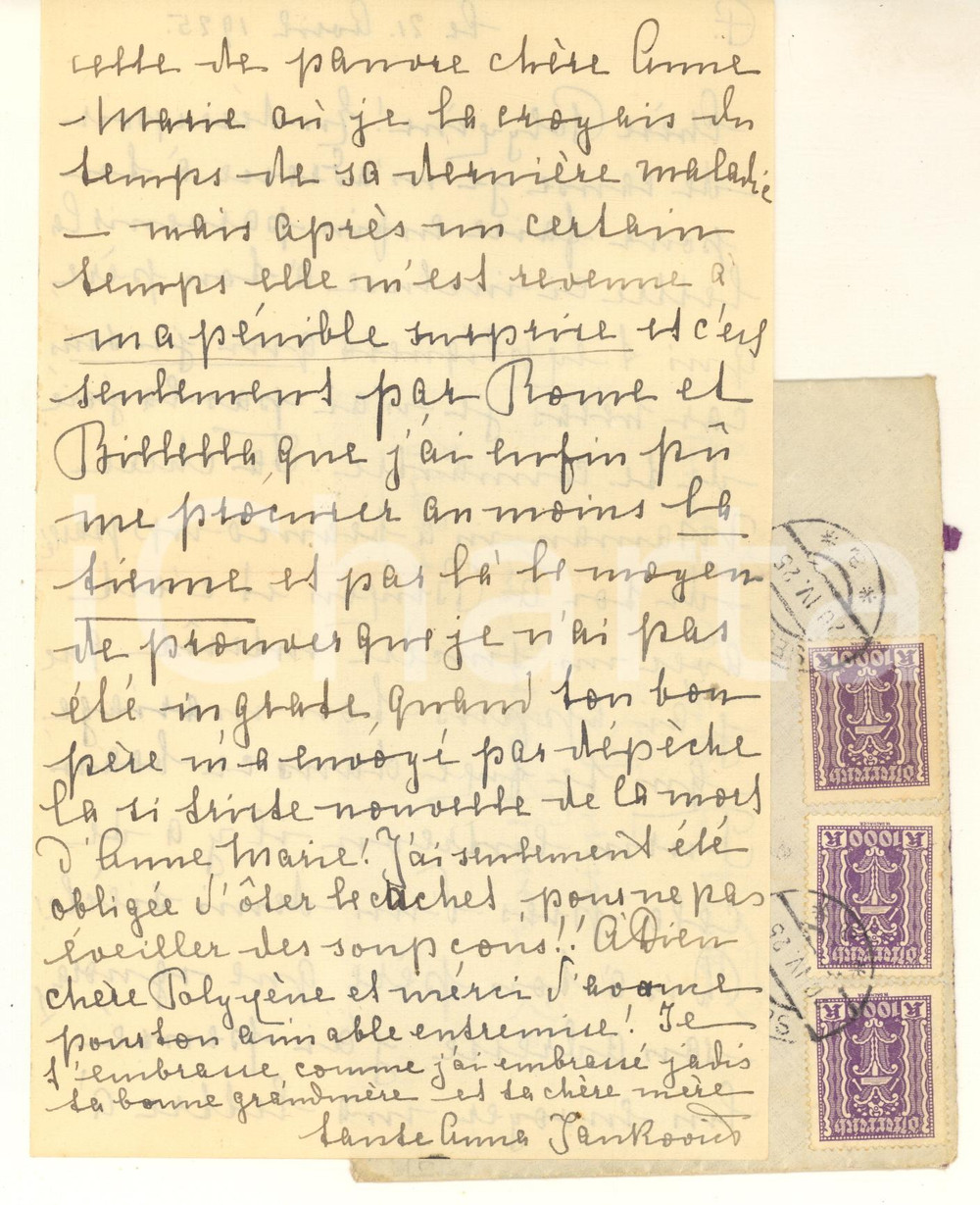 Autografo originale 1925 SECKAU (Austria) Nobile Anna JANKOVICZ alla nipote *Autografo 1