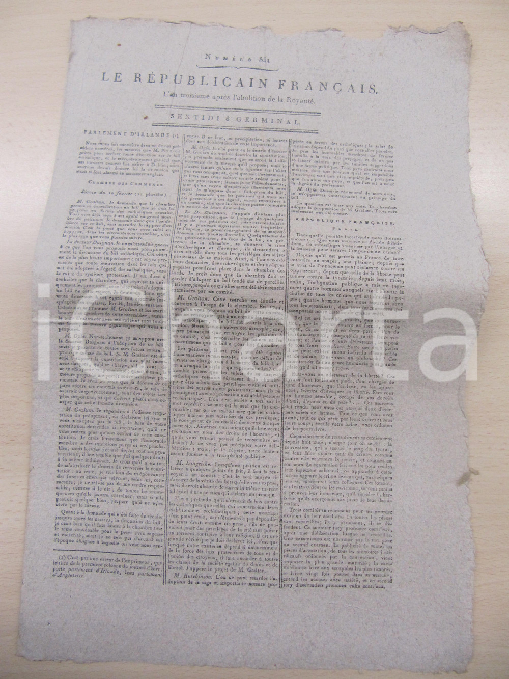 Giornale, rivista storica 1795 LE REPUBLICAIN FRANCAIS Gazette REVOLUTION N° 851 Guerre civile 1