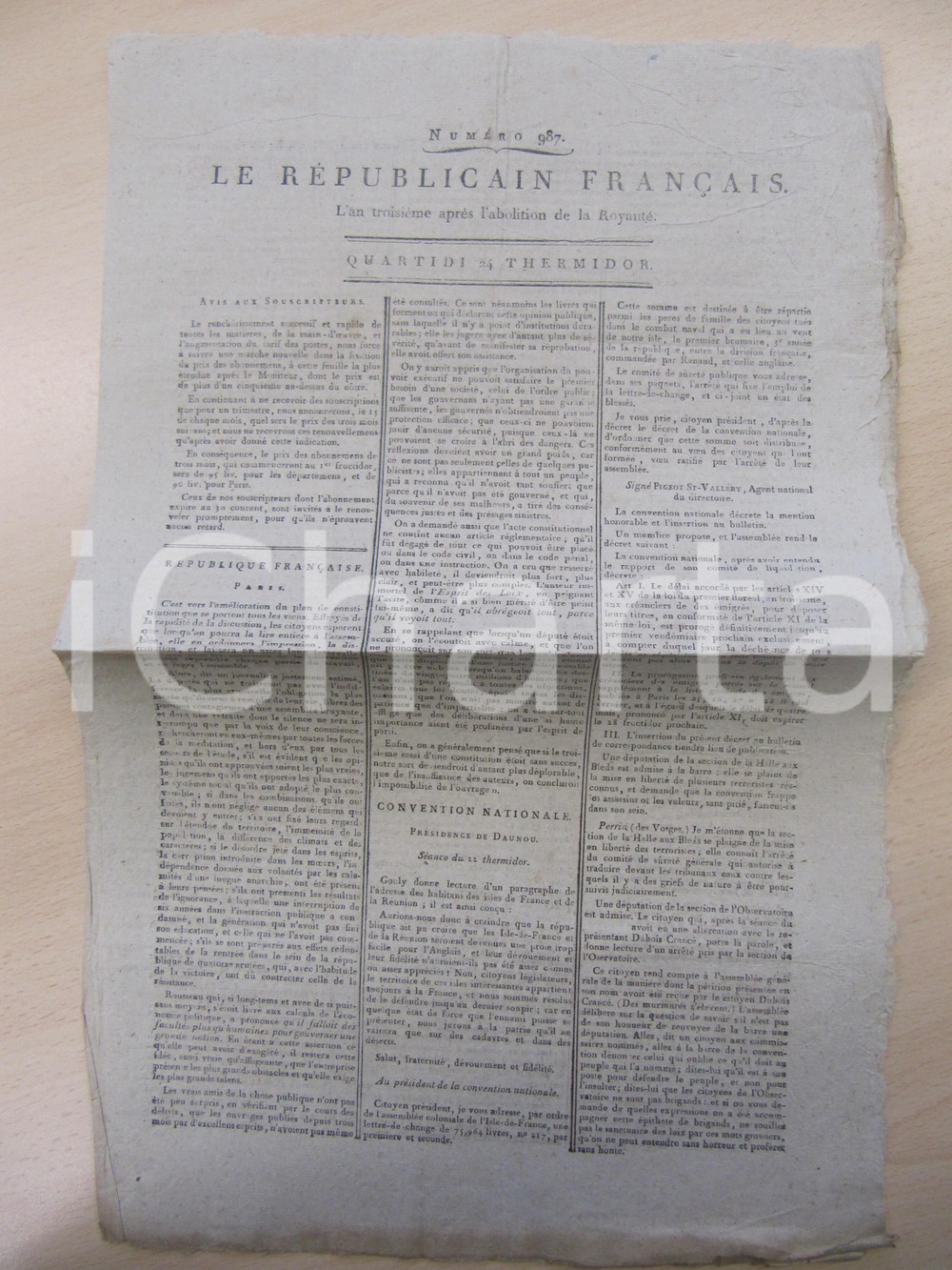 Giornale, rivista storica 1795 LE REPUBLICAIN FRANCAIS Gazette N° 986 Reati commessi dai deputati 1