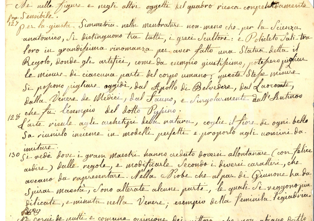 Manoscritto, lettera originale 1820 ca Francesco ALGAROTTI Saggio sopra l architettura Manoscritto ARTE 1