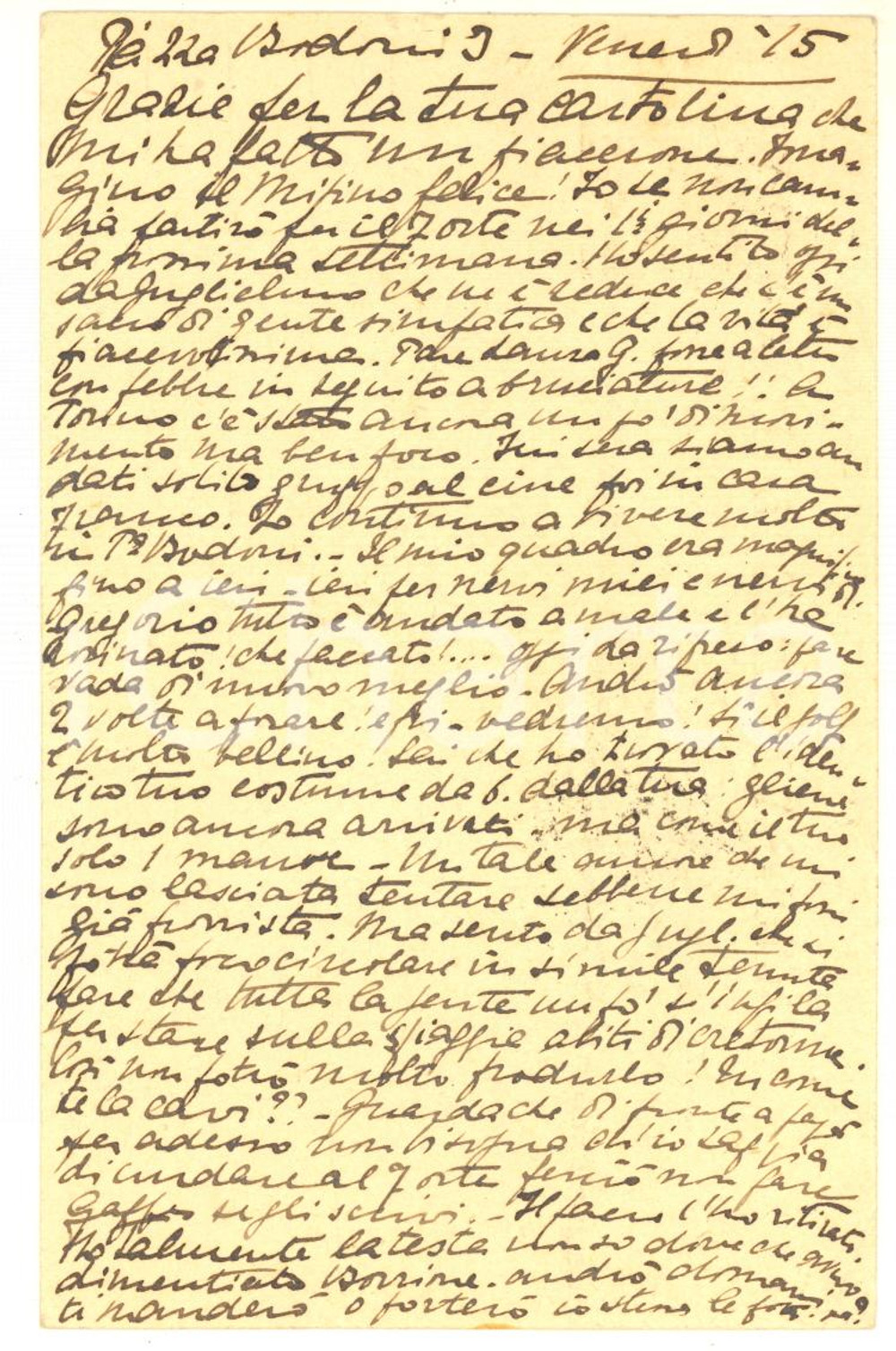 Autografo originale 1927 TORINO Maria CANTONO DI CEVA pronta per vacanze al FORTE DEI MARMI 1