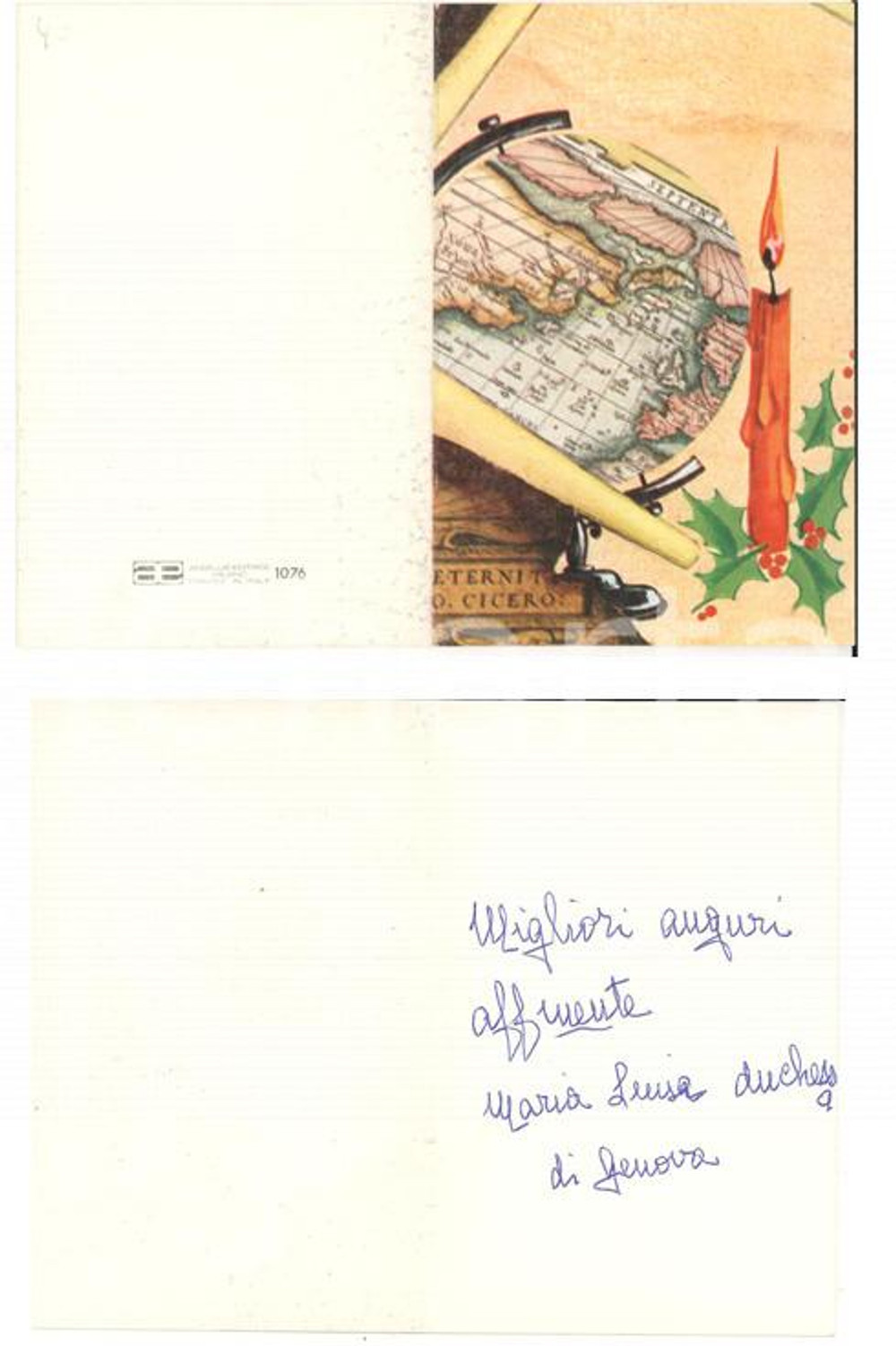 Documento originale, autentico 1960 ca TORINO Maria Luisa di SAVOIAGENOVA biglietto d auguri AUTOGRAFO 1