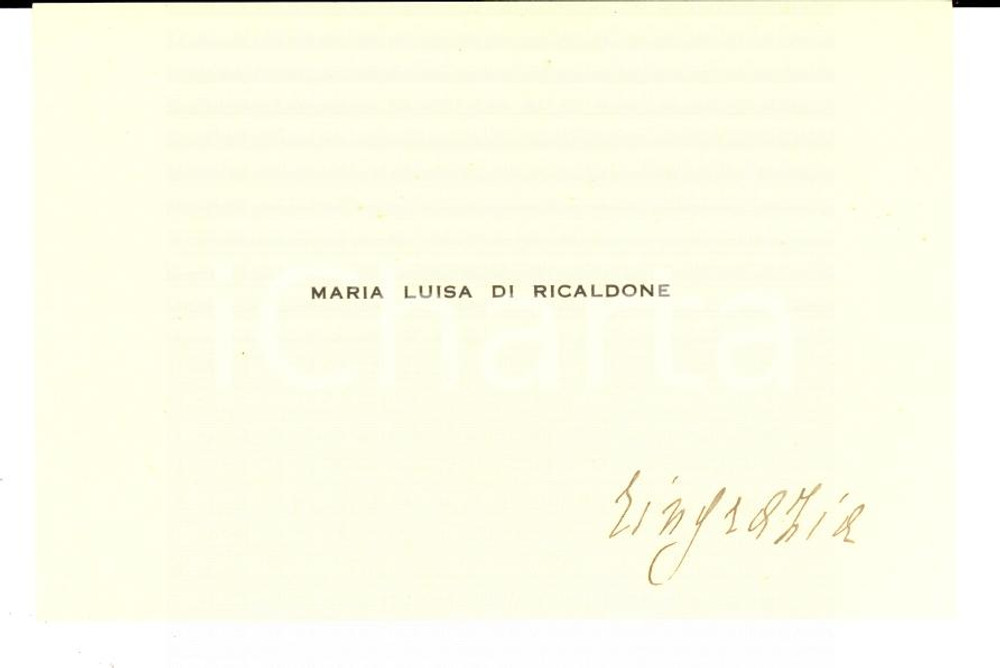 Autografo originale 1930 ca TORINO Biglietto Maria Luisa DI RICALDONE  Ringraziamento Autografo 1