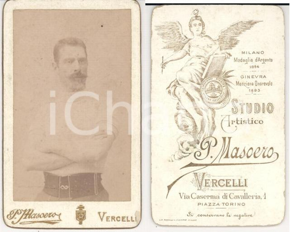 Fotografia d'epoca originale 1880 ca VERCELLI Barone Luigi CANTONO DI CEVA in tenuta sportiva *Foto MASOERO 1