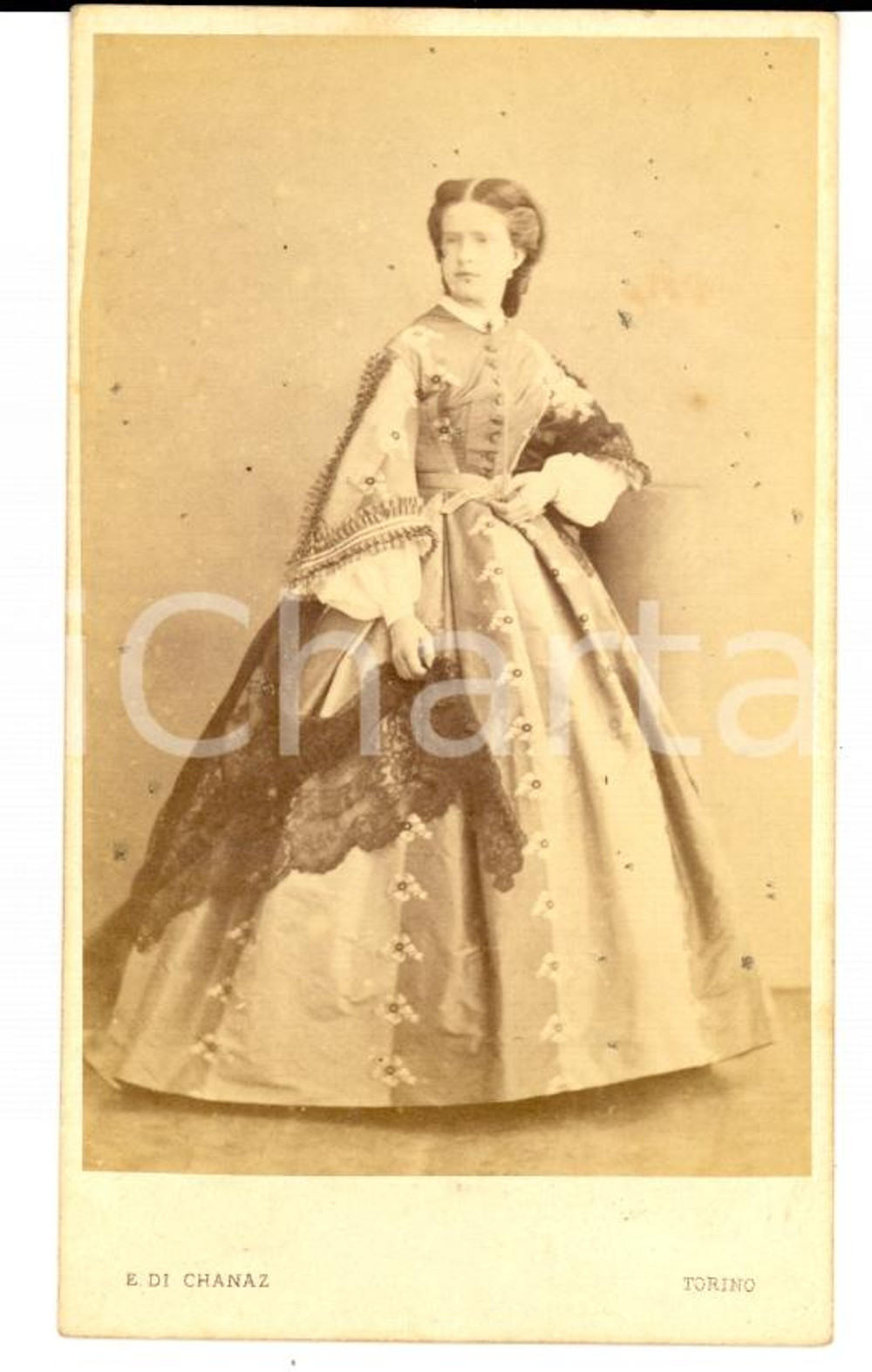 Fotografia d'epoca originale 1865 ca TORINO Maria Pia di SAVOIA regina del PORTOGALLO *Foto DI CHANAZ 1