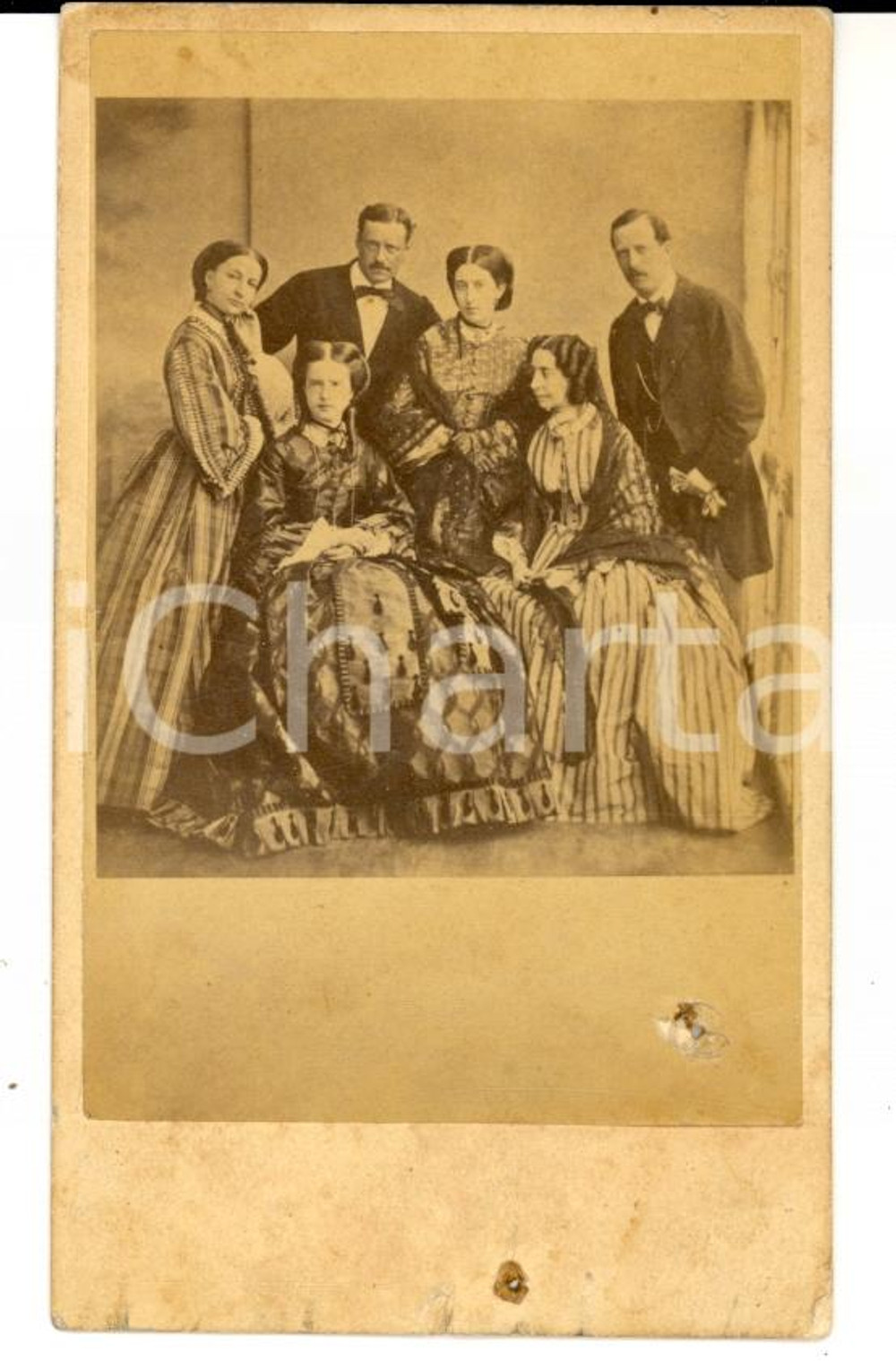 Fotografia d epoca originale 1865 ca TORINO Maria Pia di SAVOIA regina PORTOGALLO con il seguito Foto RARA 1