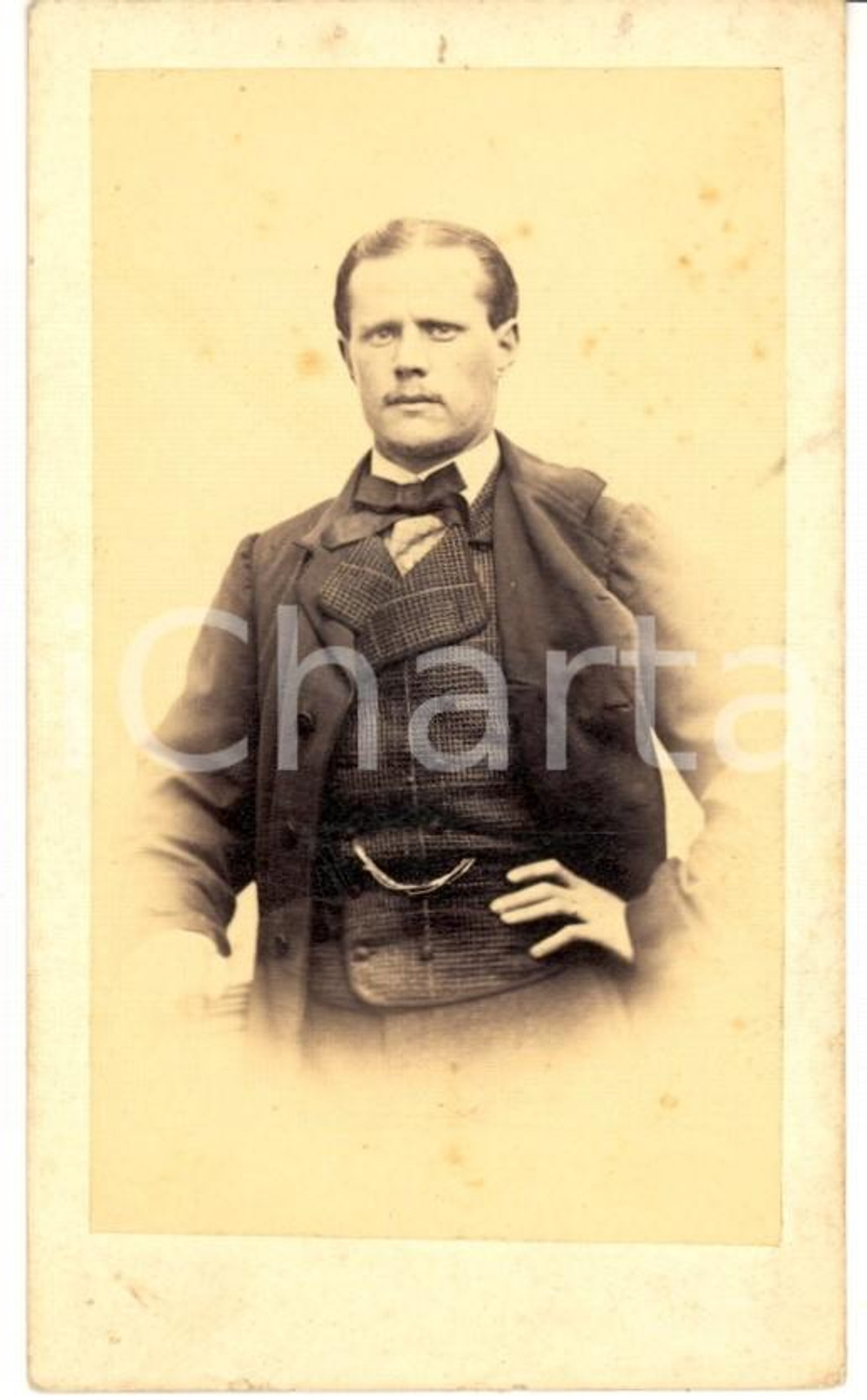 Fotografia d epoca originale 1860 ca ASTI Ritratto Filippo ASINARI DI SAN MARZANO Foto Michele BARZOTELLI 1
