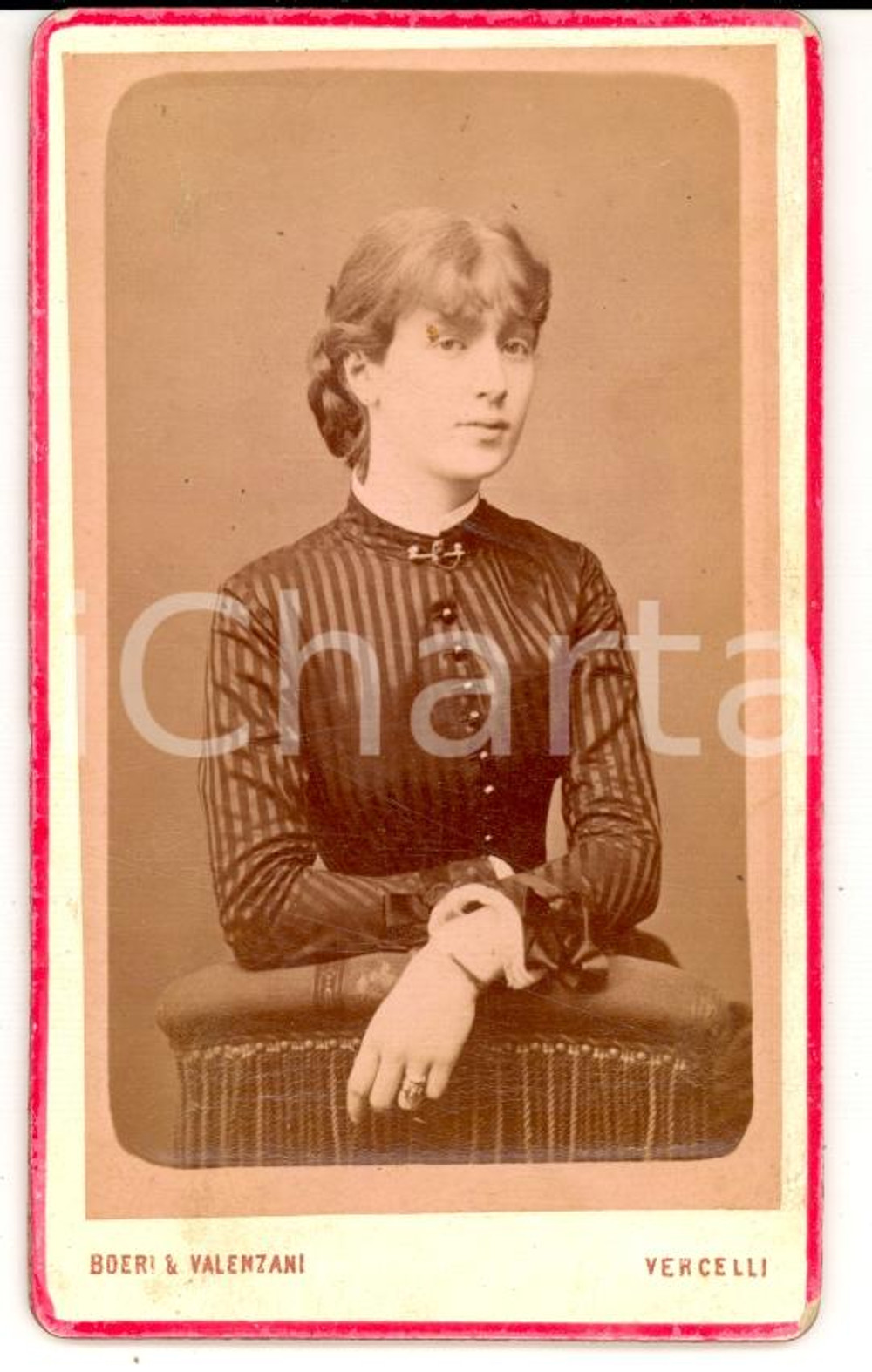 Fotografia d'epoca originale 1890 ca VERCELLI Ritratto Alessandra CANTONO DI CEVA *Foto BOERI E VALENZANI 1