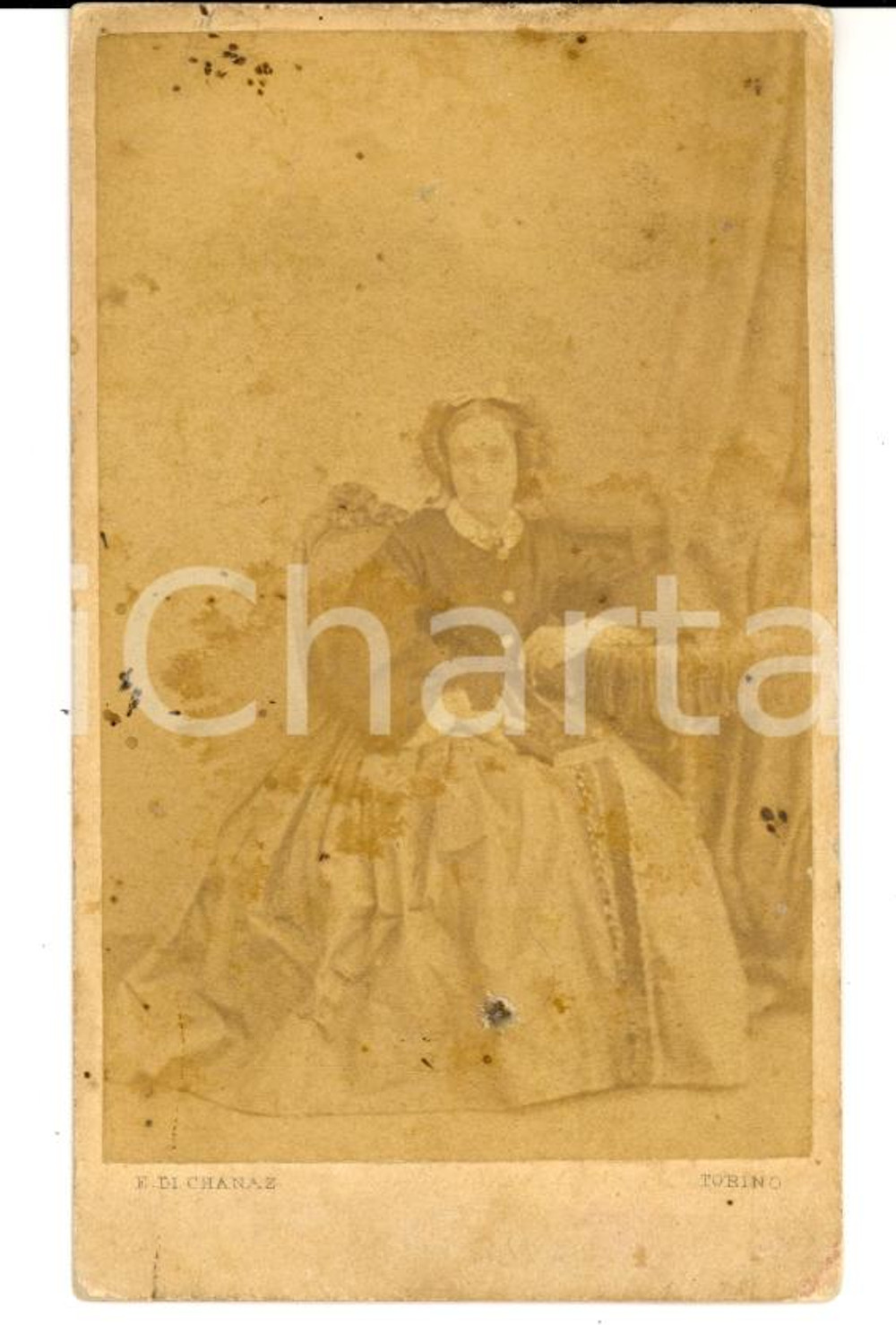 Fotografia d epoca originale 1860 ca TORINO Dama di corte Delfina CANERA DI SALASCO Foto CHANAZ 1