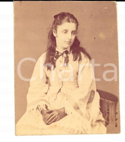 Fotografia d epoca originale 1870 ca TORINO Maria CANTONO DI CEVA SARACENO adolescente Foto cm 4x6 1