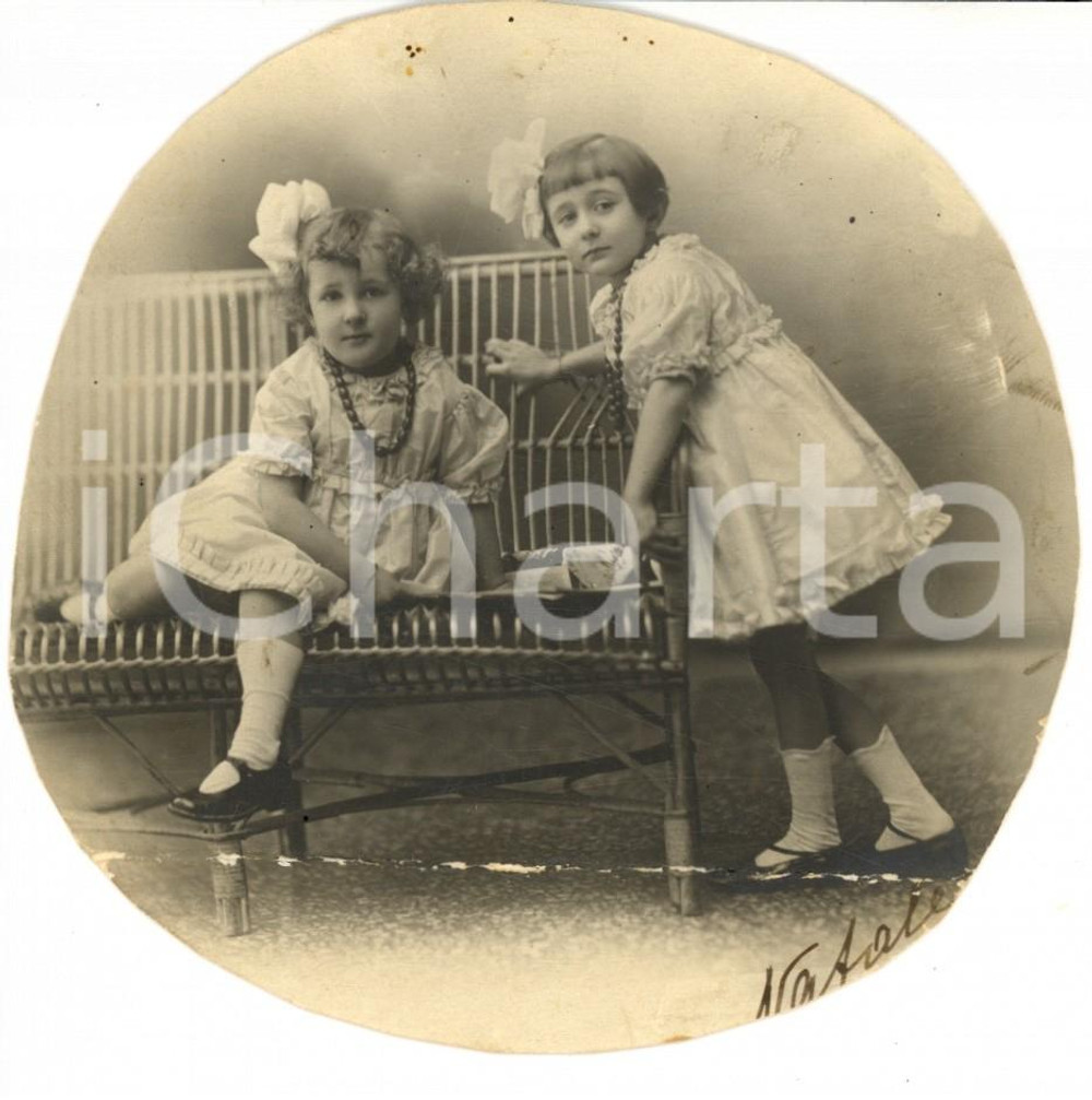 Fotografia d'epoca originale 1900 TORINO Ritratto di Vittoria e Maria Consolata GRISI RODOLI bambine *Foto 1