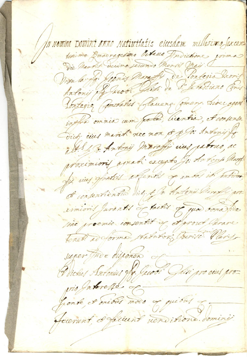 Documento originale, autentico 1648 VILLA DI CHIAVENNA (SO) Orsola MARAFFIO cede prato PONTEGGIA Antonio ROSINA 1