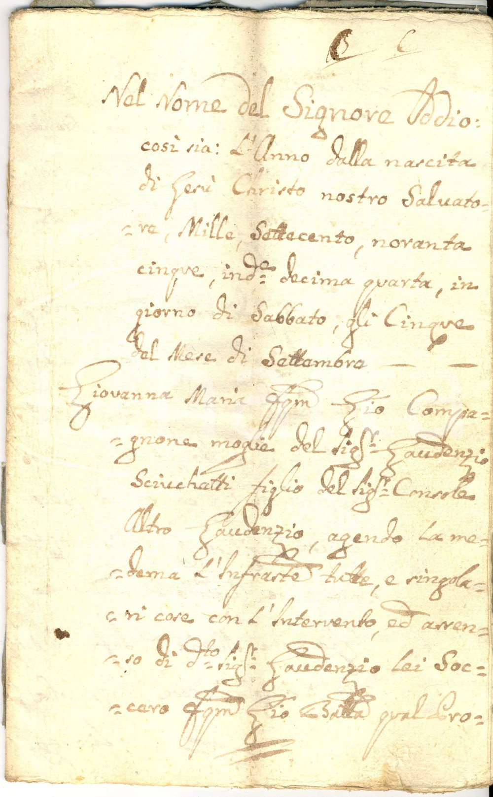Documento originale, autentico 1795 VILLA DI CHIAVENNA SO Giovanna Maria COMPAGNONE vende casa SAN SEBASTIANO 1
