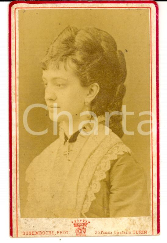 Fotografia d epoca originale 1860 ca TORINO Giovane baronessa Livia BOGGIO Foto SCHEMBOCHE DANNEGGIATA 1