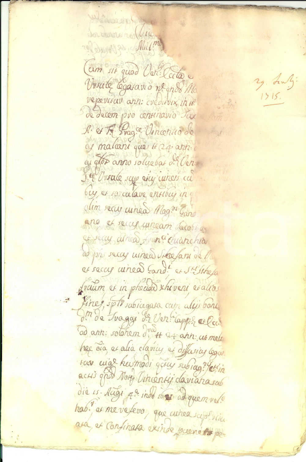 Documento originale, autentico 1715 POLIZZI GENEROSA PA Censi Giuseppe CARUSO E ALIMENA su chiesa SANT ORSOLA 1