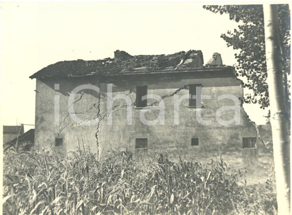 Fotografia d'epoca originale 1946 FRASCAROLO (PV) Cascina TORRIANI località SANT'ANTONIO danni guerra *Foto 1