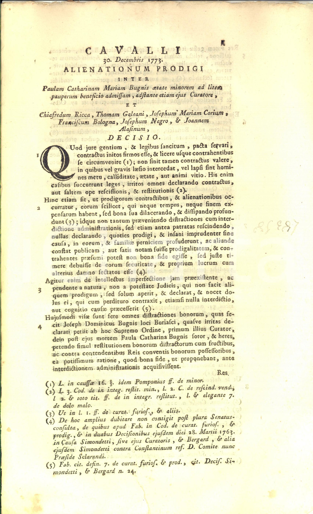 Documento originale, autentico 1773 BURIASCO TO Eredità di Giuseppe Domenico BUGNI pubblico scialacquatore 1