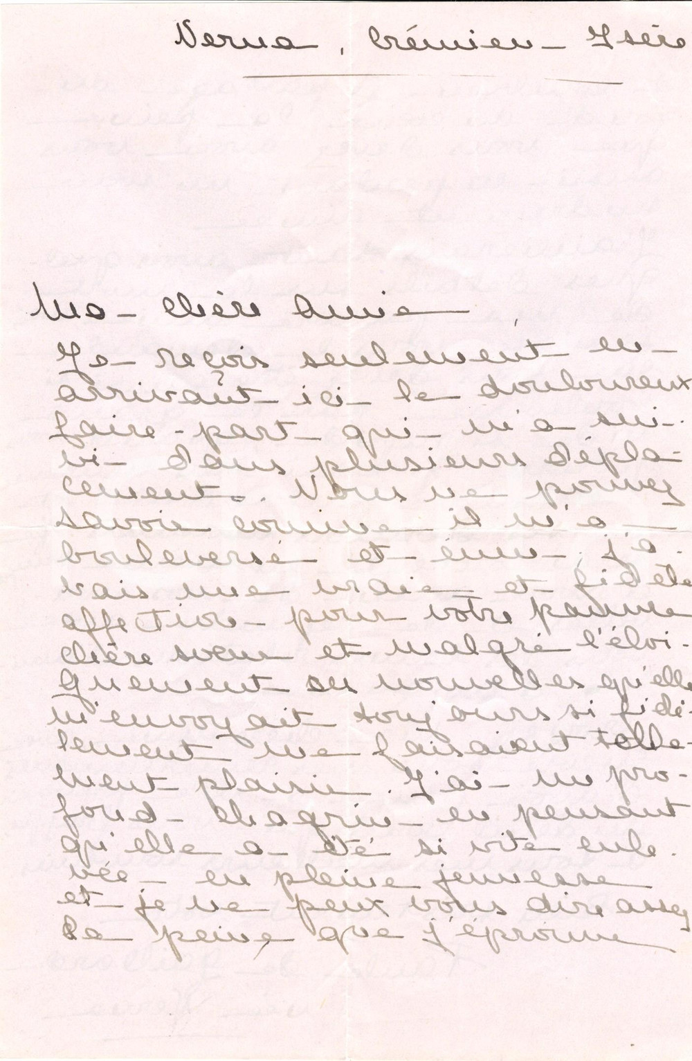 Autografo originale 1930 ca CREMIEU ISERE Lettera condoglianze Paule DE GAILLARD Autografo 1