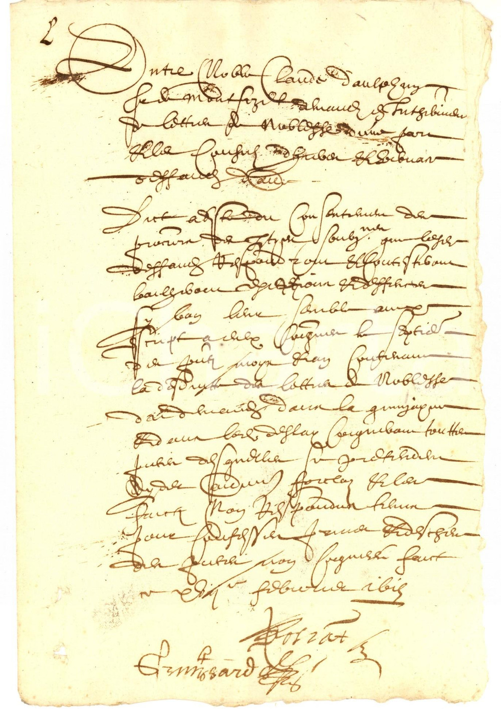Documento originale, autentico 1615 PARIS Manoscritto relativo alla nobiltazione di Claude de MONTSIZET 1