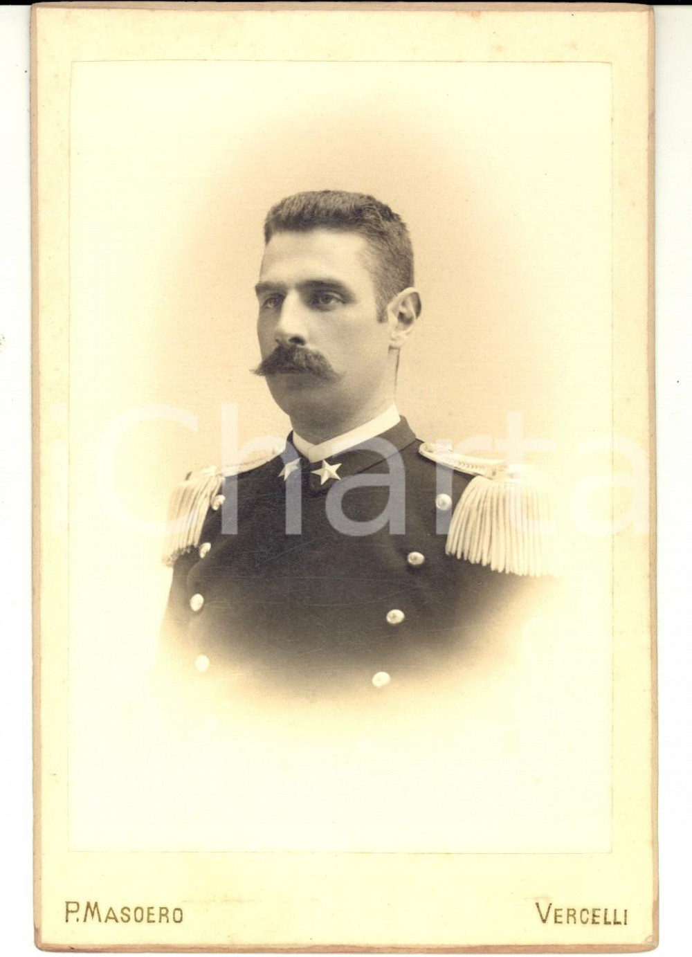 Fotografia d'epoca originale 1890 ca VERCELLI Luigi Britannio CANTONO DI CEVA in divisa GENOVA CAVALLERIA 1