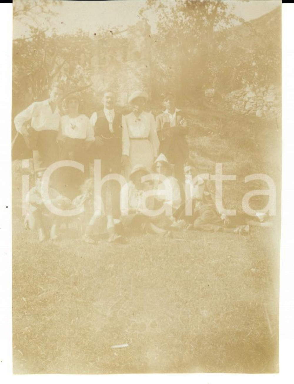 Fotografia d'epoca originale 1915 ca TORINO ? Una scampagnata tra amici BRUGOTTI - FRICKER - BUSCHINI *Foto 1
