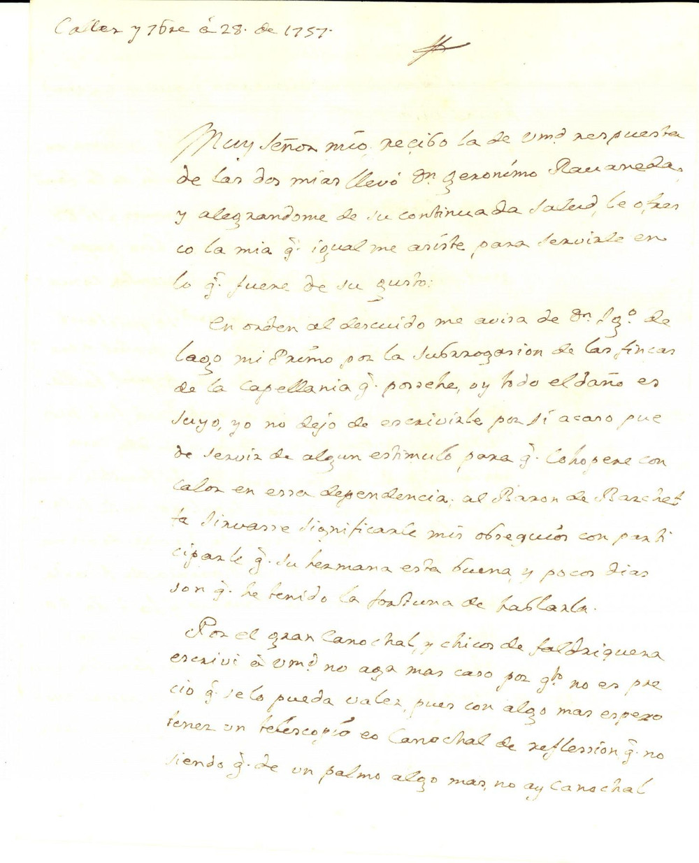 Documento originale, autentico 1757 CAGLIARI Don Pedro RIPOLL Y MANCA e un nuovo cannocchiale dall Inghilterra 1