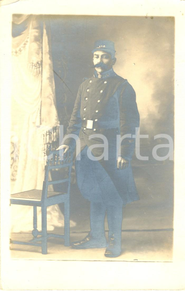 Fotografia d epoca originale 1915 WW1 PARIS Officier 114e Régiment Infanterie territoriale 9e Compagnie PHOTO 1