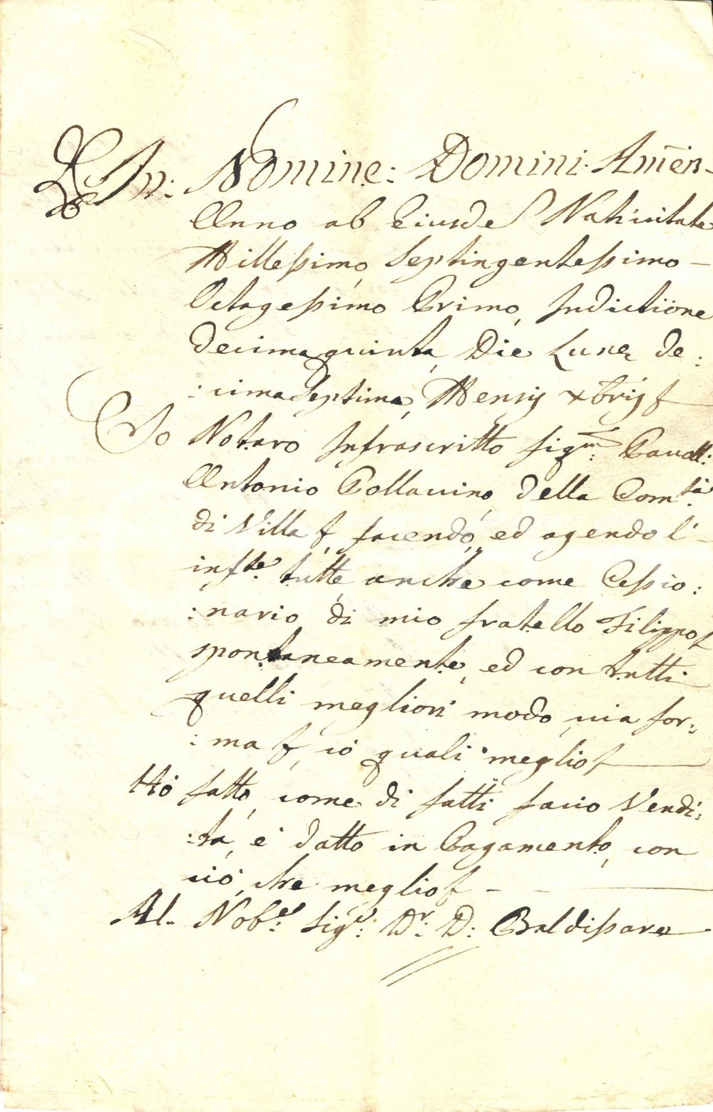Documento originale, autentico 1781 CHIAVENNA SO Nobile Bartolomeo LUMAGA acquista parte di dimora rurale 1