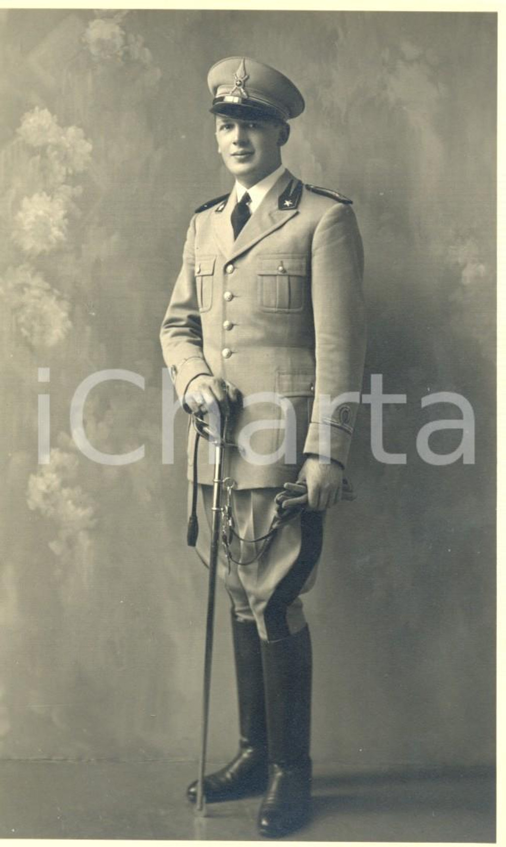 Fotografia d epoca originale 1920 ca MILANO Ritratto di ufficiale carrista Fotografia COZZA FP 1