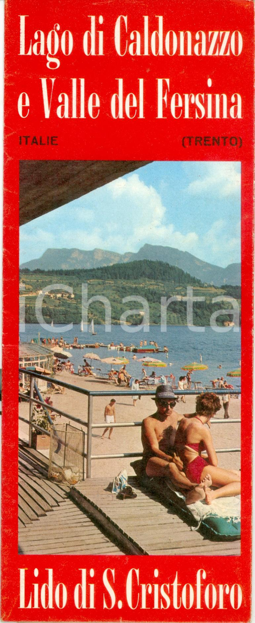 Materiale pubblicitario d’epoca 1965 CALDONAZZO Lido di SAN CRISTOFORO Valle FERSINA con mappa ILLUSTRATO 1 1