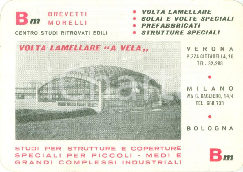 Materiale pubblicitario d’epoca 1950 ca MILANO Brevetti MORELLI Vola lamellare a vela Biglietto ILLUSTRATO 1